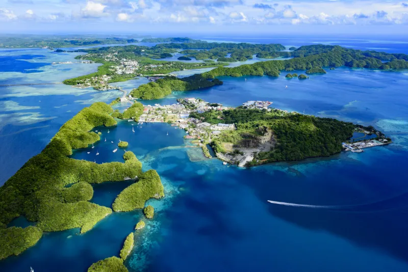 full view of palau malakal island and koror - world heritage site