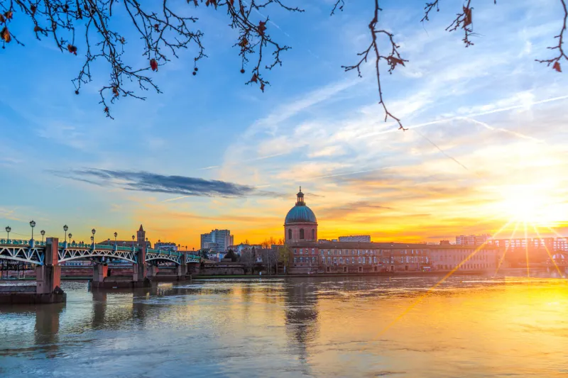 garonne river and dome de la grave in toulouse, france