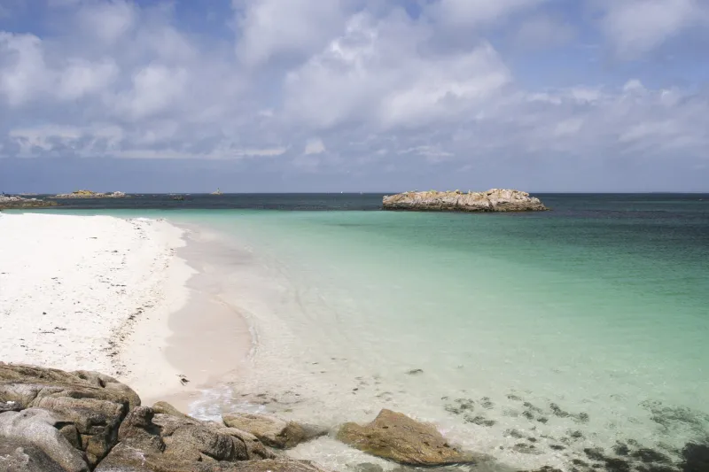 coastline of glenan archipelago in brittany france