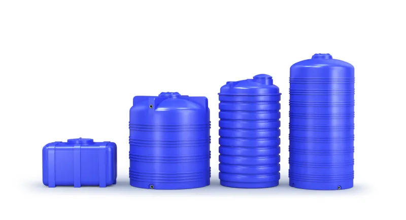 containers for water of different shapes 3d illustration