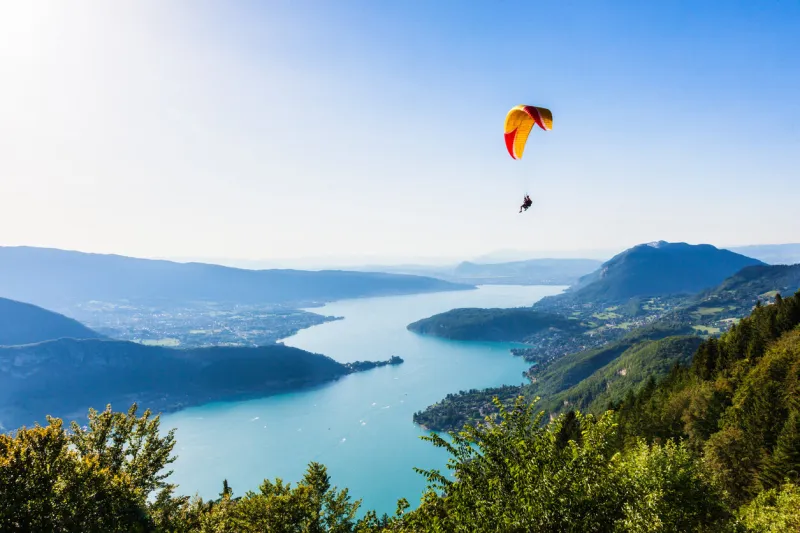 view of the annecy lake from col du forclaz
