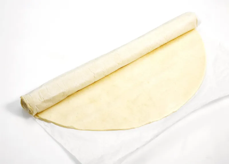 puff or flaky pastry against white background