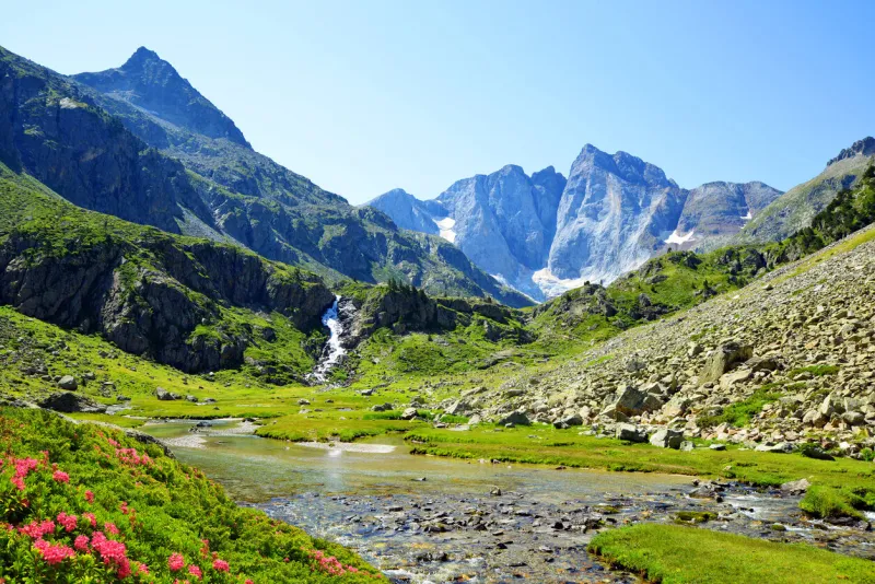 mountain vignemale in the national park pyrenees occitanie in south of france