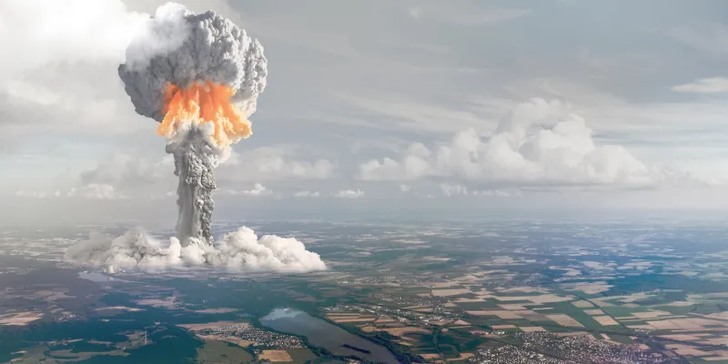 the terrible nuclear explosion with cloud height