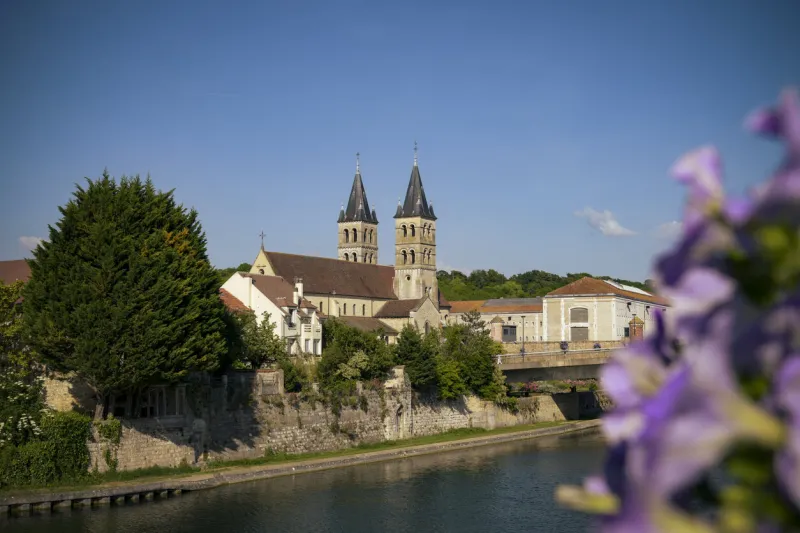 view of the collegiale notre dame church of the city of melun in seine et marne in france