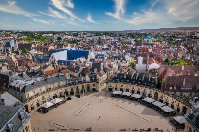 cityscape view of dijon, liberation plaza, dijon, france, europe
