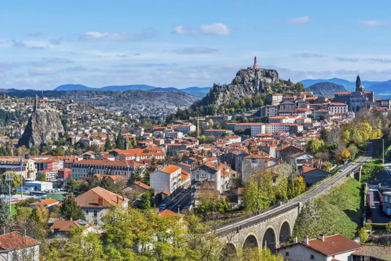 cityscape of puy-en-velay town haute-loir, auvergne-rhone-alpes region in france