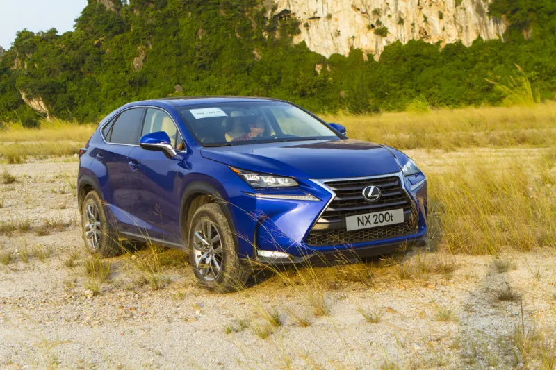 ha long, viet nam - july 1, 2015  lexus nx 200t car running on the test road in vietnam