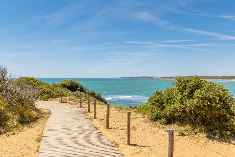 view of pointe du payre beach, jard sur mer, france on a summer day, vendée, france