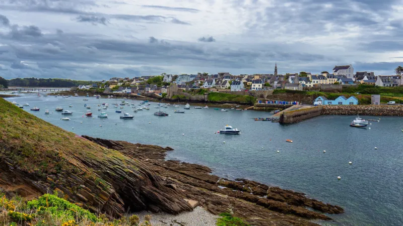 view of le conquet city in brittany (bretagne), france