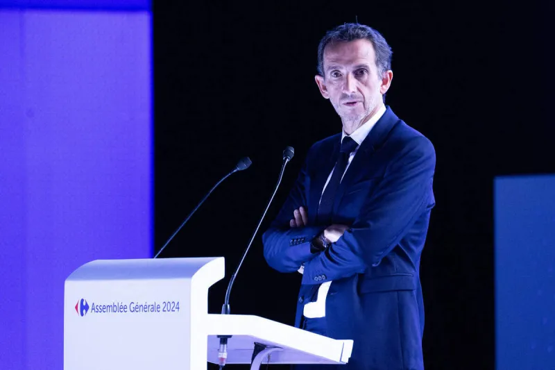 le pdg du groupe carrefour alexandre bompard s'exprime lors de l'assemblée générale du groupe carrefour, à aubervilliers près de paris, le 24 mai 2024 photo par raphael lafargue abacapresscom