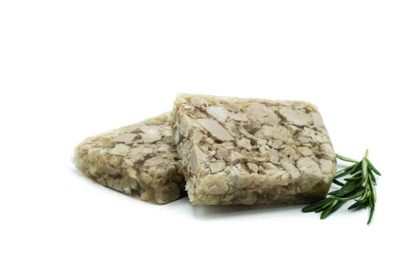 two pieces of brawn isolated on white background