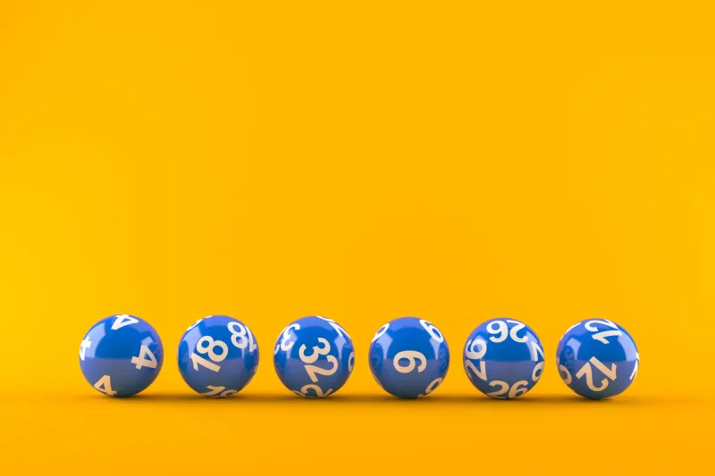 lottery balls isolated on orange background 3d illustration