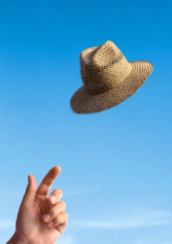 chapeau de paille lance en l'air