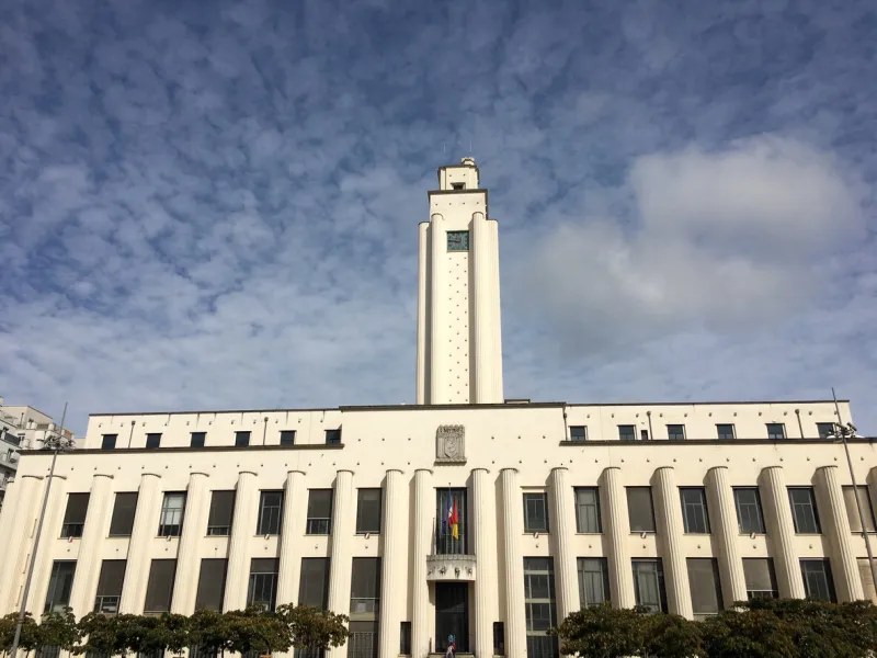 villeurbanne rhone france, 2 october 2017  villeurbanne city hall in lyon suburb