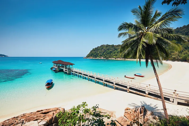 sunny day on the idyllic beach perhentian islands in malaysia