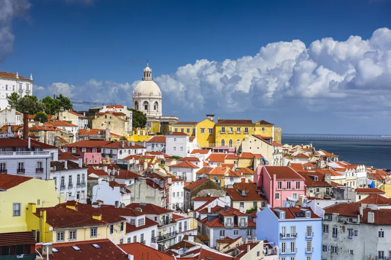 lisbon, portugal skyline at alfama, the oldest district of the city
