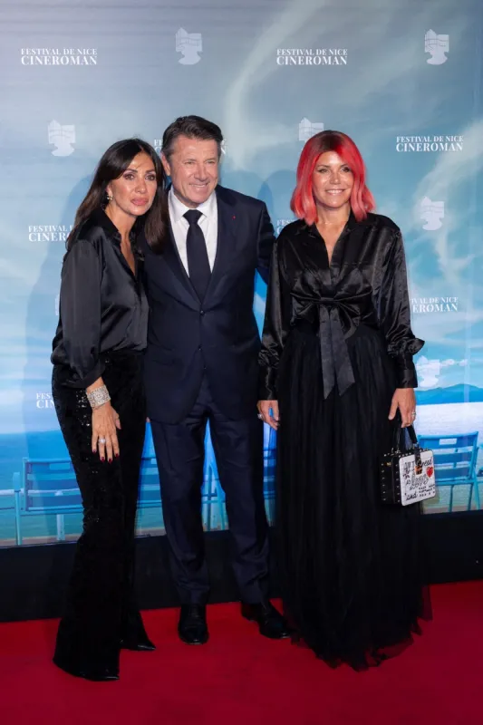 nathalie benoin, christian estrosi, laura tenoudji estrosi assistent au tapis rouge de la cérémonie de clôture du 6e festival cineroman à nice, france, le 5 octobre 2024 photo by shootpix abacapresscom