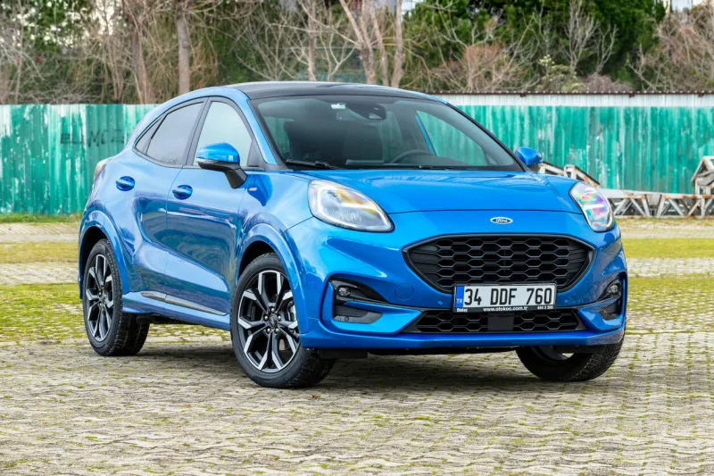 istanbul, turkey - february 25 2021   ford puma is a subcompact crossover suv produced by ford it is parked for photoshoot