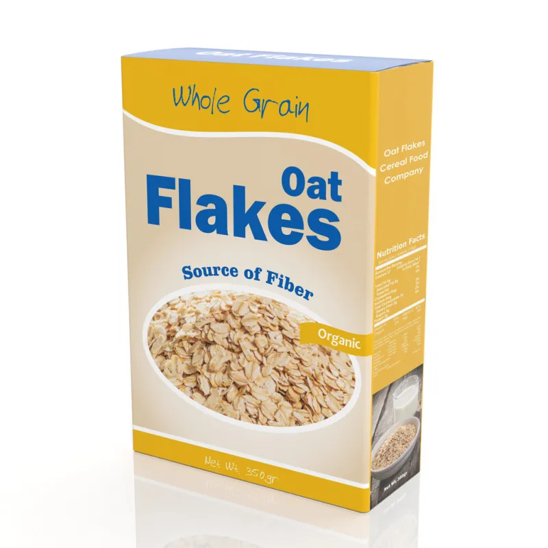 3d rendering of oat flakes paper packaging, isolated on white background