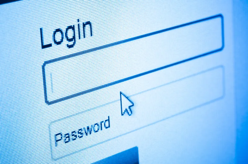 login screen with mouse cursor taken at an angle