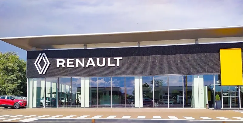 iasi, romania - september 11, 2022  showroom of renault showroom and car of dealership renault renault group is a french multinational automobile manufacturer established in