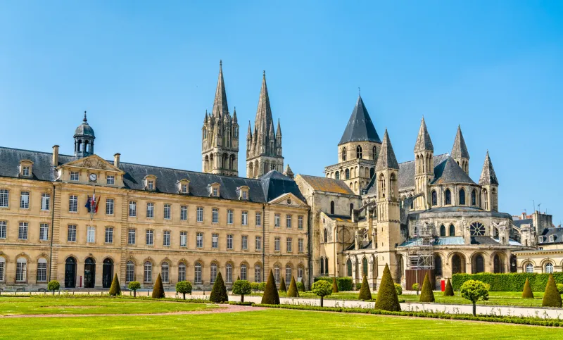 the city hall and the abbey of saint-etienne in caen - normandy, france