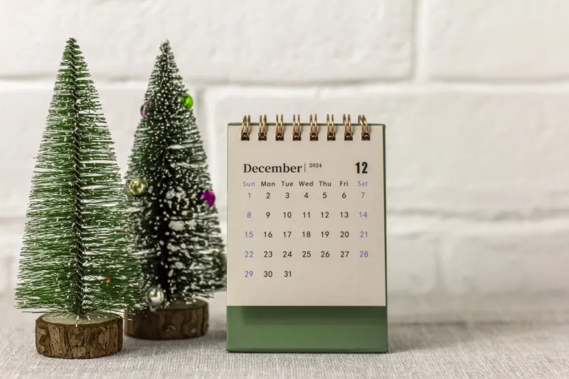 the calendar shows december 2024 desktop desk calendar hello, december