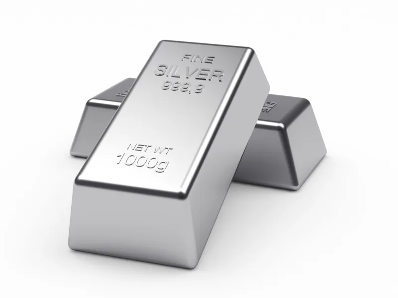 banking concept two silver bars on a white background