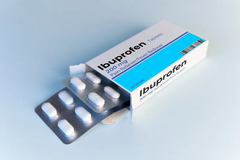 ibuprofen pill box, boxpaper, blister tablets