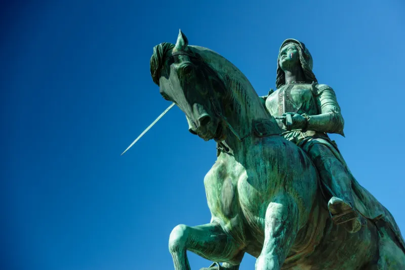 low angle view of statue of joan of arc, france
