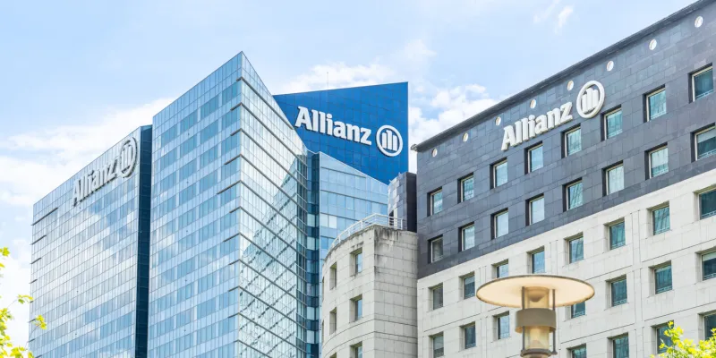 allianz office buildings in la defense business district in paris, france