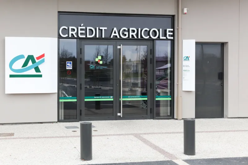 orleans, france - march 19, 2017  credit agricole agency credit agricole is a french network of cooperative and mutual banks comprising the 39 credit agricole regional banks