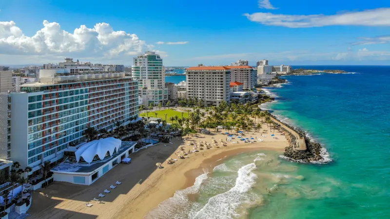 la concha - condado beach skyline, san juan, puerto rico