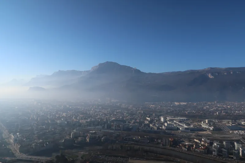 photography taken from the bastille in the chratreuse mountain near the city of grenoble, france