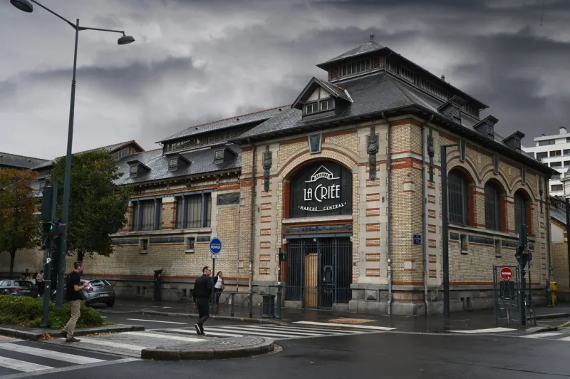 rennes, france, september 6, 2022   la criée central market of rennes in brittany on a stormy day