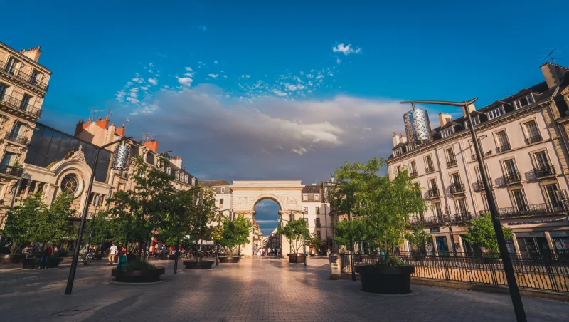 dijon triumphal arch square, a little town in france