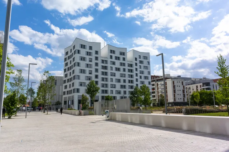 aubervilliers, france, paris suburb, paris university building, campus condorcet, modern street scene