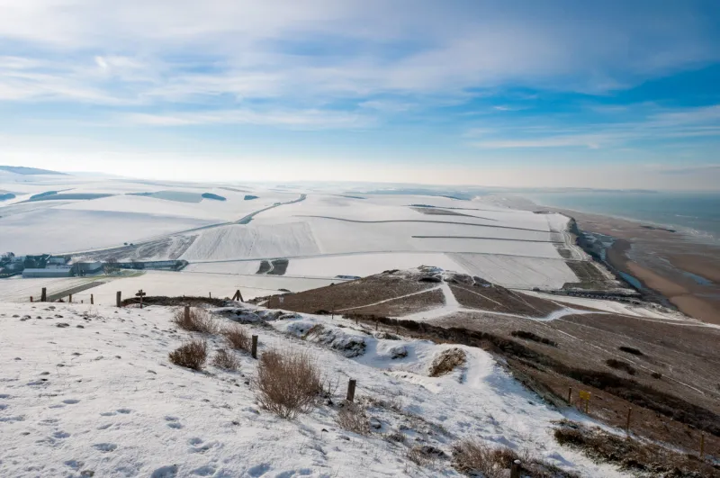 cape blanc nez, under snow in france