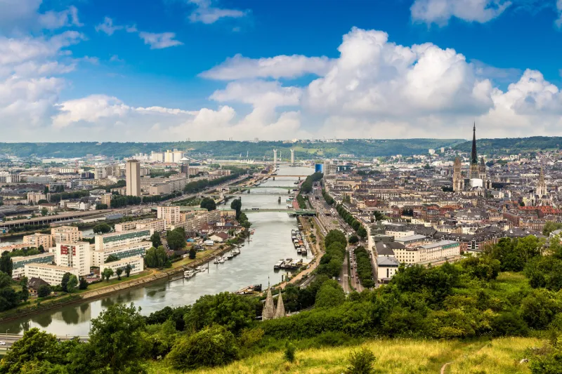 panoramic aerial view of rouen in a beautiful summer day, france