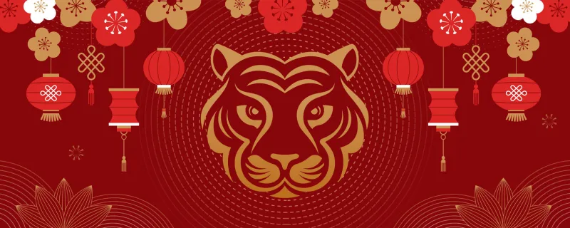 chinese new year 2022 year of the tiger - chinese zodiac symbol, lunar new year concept, modern background design vector illustration