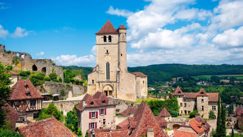famous village of saint cirq lapopie, one of the moste village in france (lot, occitanie)