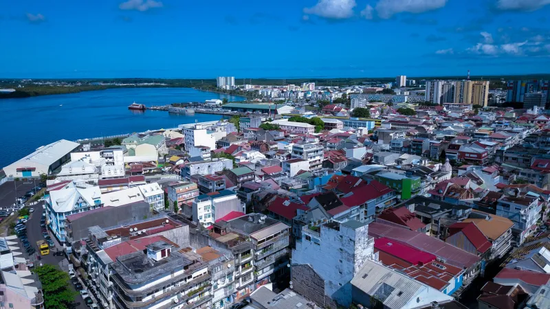 aerial view to the pointe-a-pitre central streets, guadeloupe