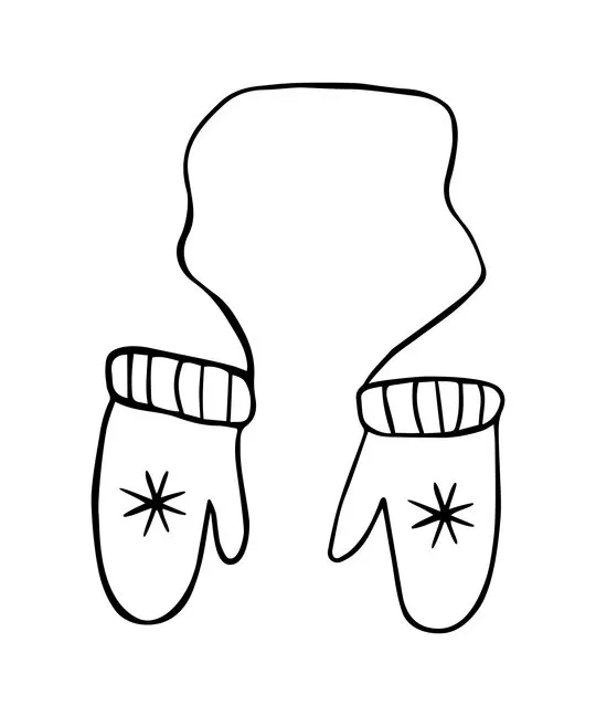 winter cozy mittens, cartoon vector illustration of doodle style isolated on white