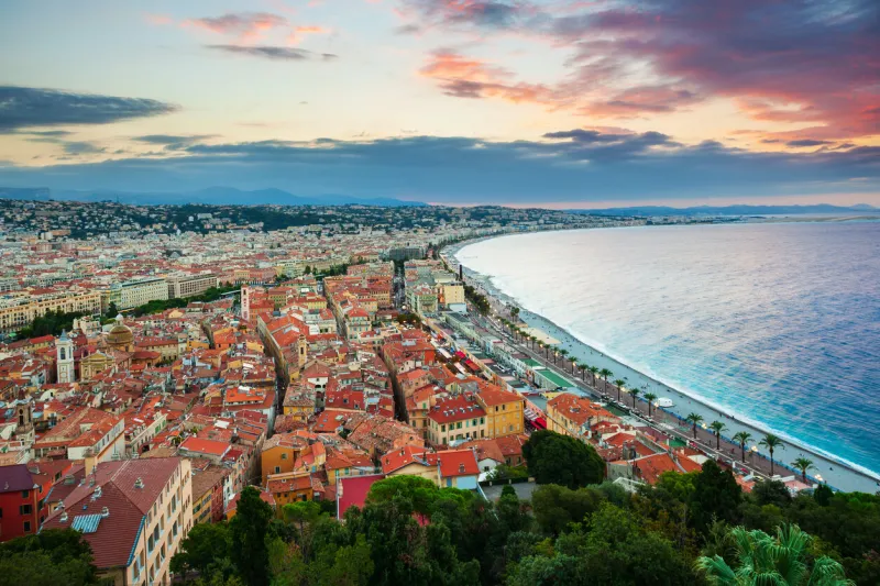nice aerial panoramic view nice is a city located on the french riviera or cote d'azur in france