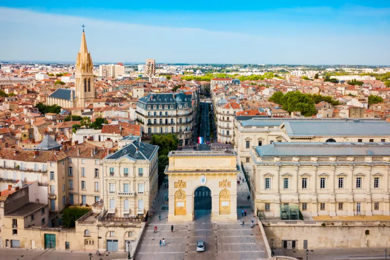triumphal arch or arc de triomphe in montpellier city in france