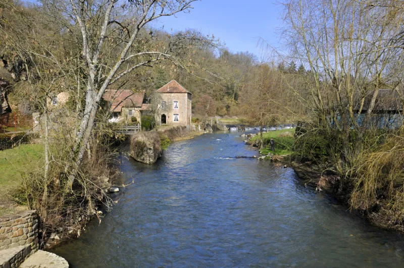the river sarthe at saint-caneri-le-garei in france,department of the orne