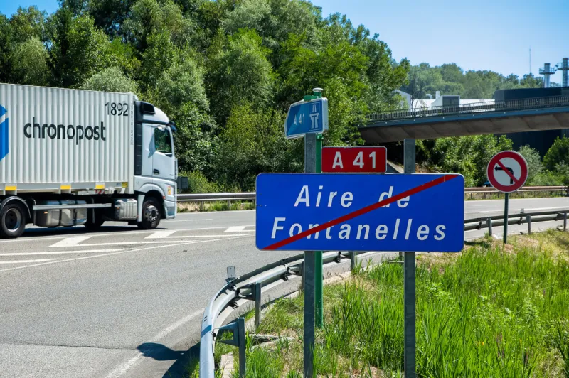 annecy, france - march 2, 2023  service station aire de fontanelles along a41 in annecy, savoie