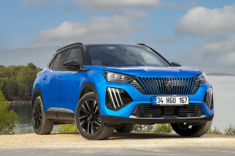 istanbul, turkey - october 25 2023   peugeot e-2008 is an all-electric compact suv produced by the french automaker peugeot