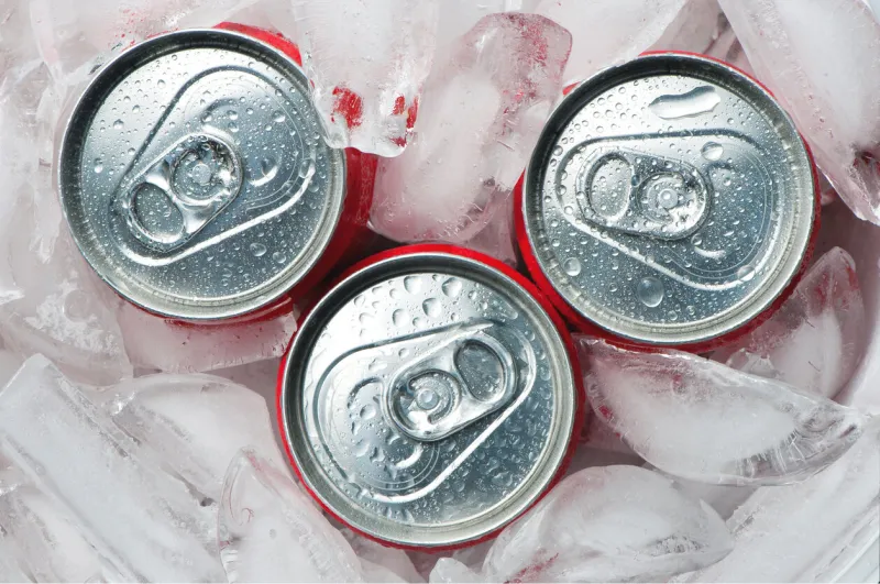 iced metallic cans